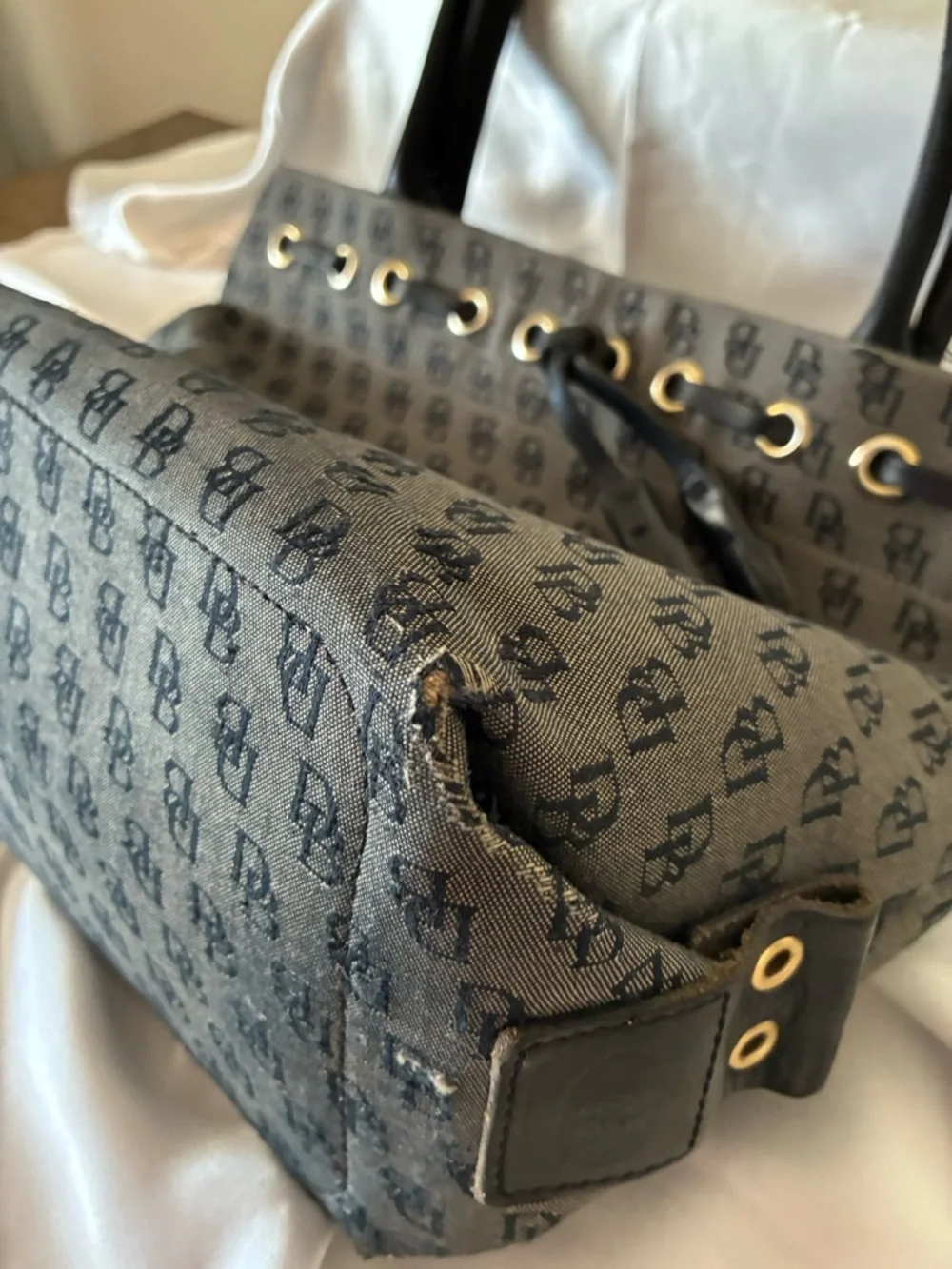 Dooney & Bourke Gray and Black Monogram Tote